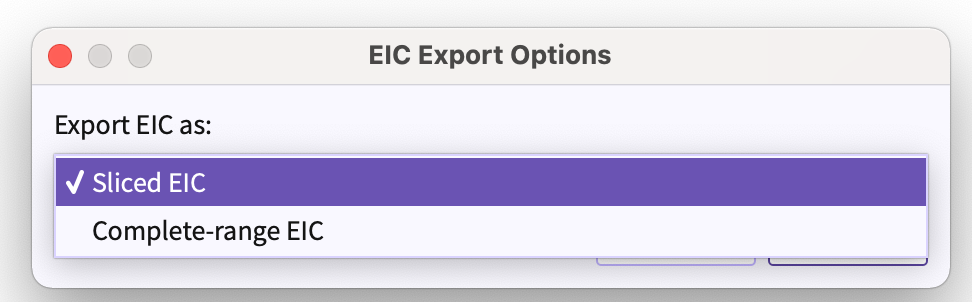 Export EIC(s) Options